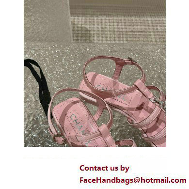 Chanel Satin, Metal  &  Strass Thong Sandals G40128 Pink 2023